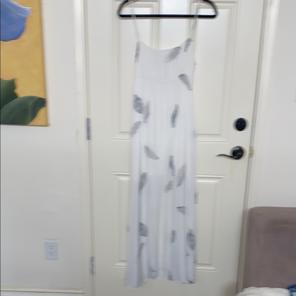 White and Gray Spaghetti Strap Maxi Sundress for Weddings